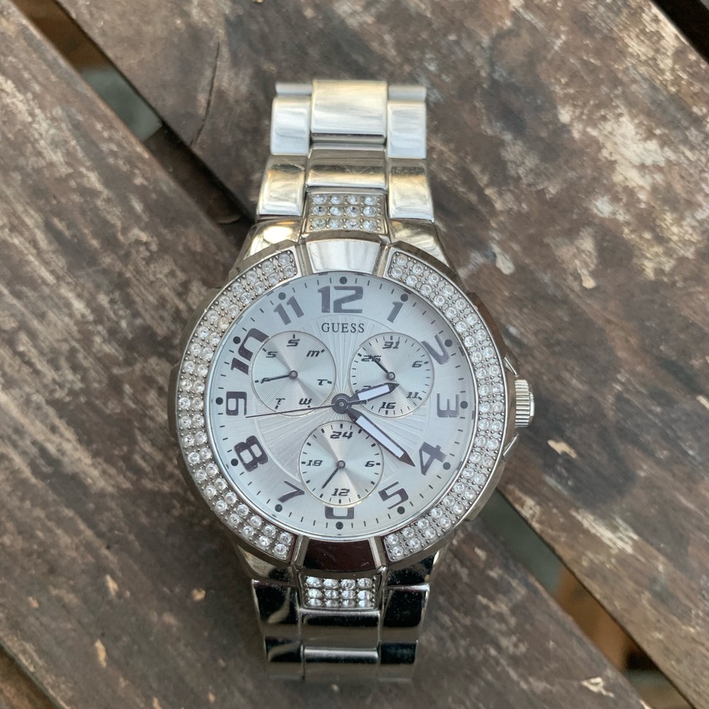 Guess Swarovski crystal watch w chronographs.